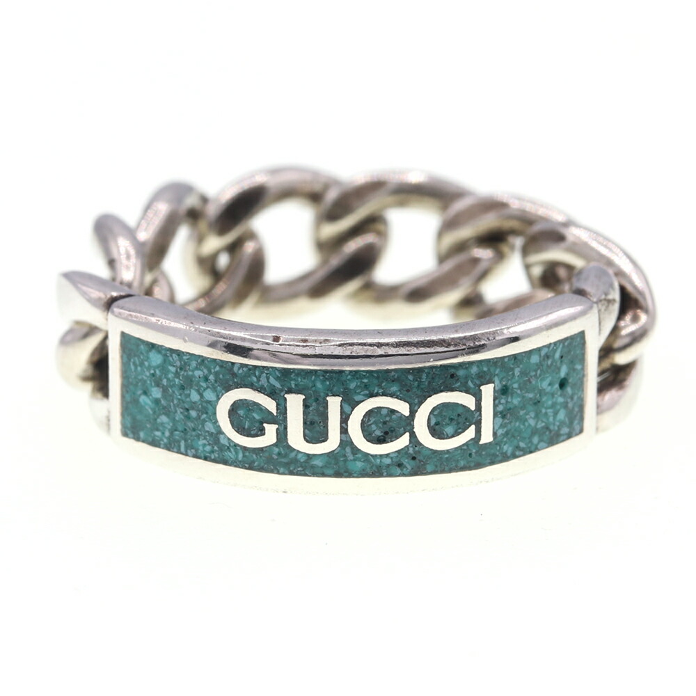 美品✨　GUCCI　リング　指輪　ゴルメットチェーン　刻印　859 GUCCI(グッチ) 925 logo plated golmet chain ring 925 ロゴ