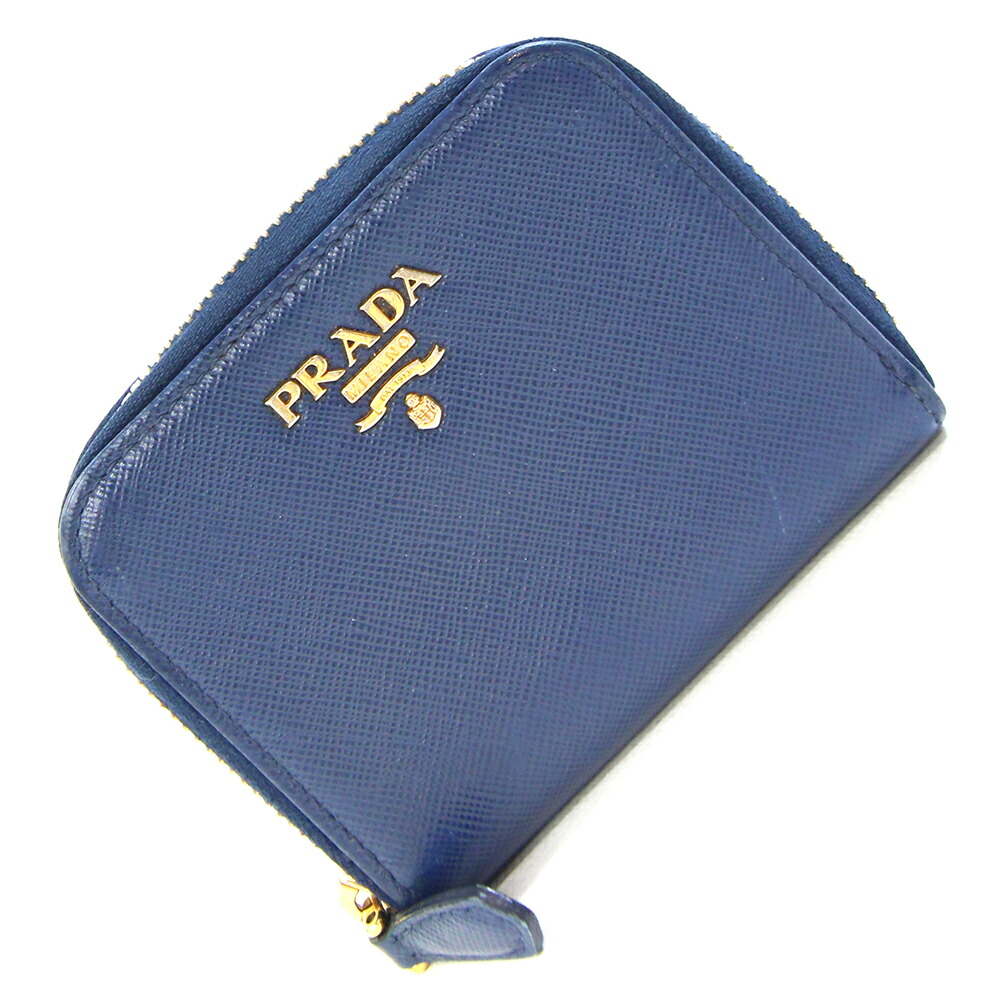【極美品】PRADA レザー コインケース 小銭入れ ネイビー ロゴ ラウンド 楽天市場】プラダ コインケース 1MM006 ブラック レザー 中古