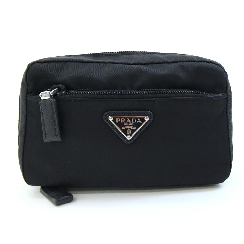 【極美品】PRADA プラダ ポーチ 化粧ポーチ 小物入 ナイロン ブラック PRADA 【並行輸入品】プラダ ポーチ コスメポーチ 化粧ポーチ