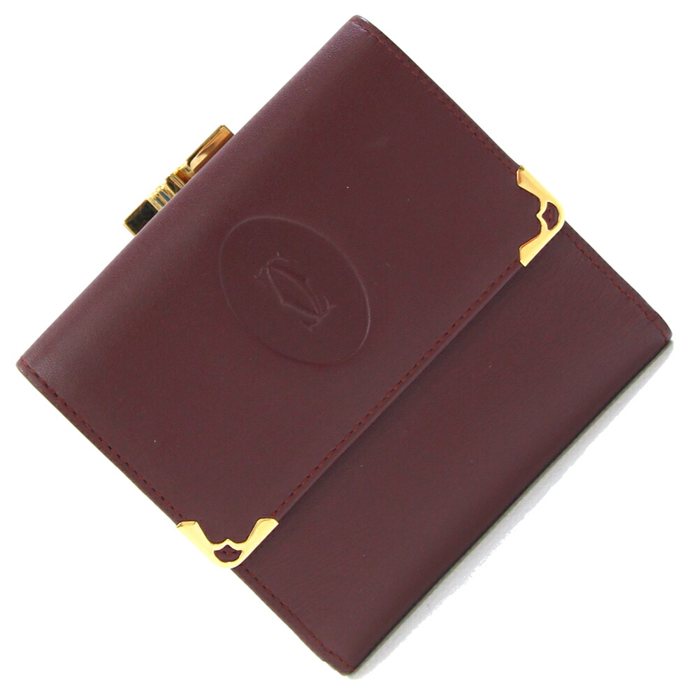 楽天市場】カルティエ 三つ折り財布 マスト ボルドー レザー 中古