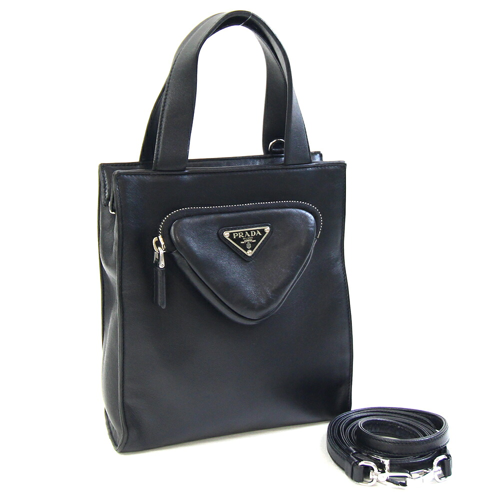 楽天市場】プラダ PRADA ミニハンドバッグ ブラック ナイロンxレザーx