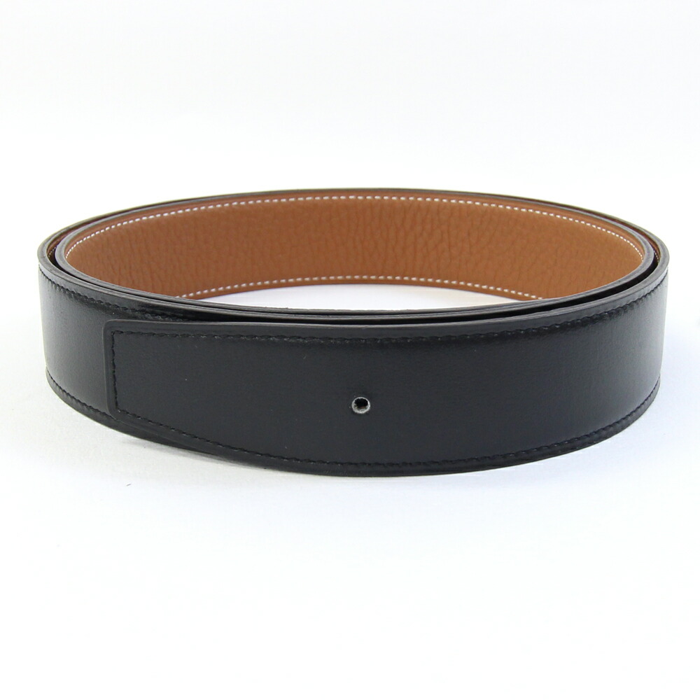 美品 HERMES ベルト ロマン 35 ボックスカーフ □R刻印 ブラック 美品