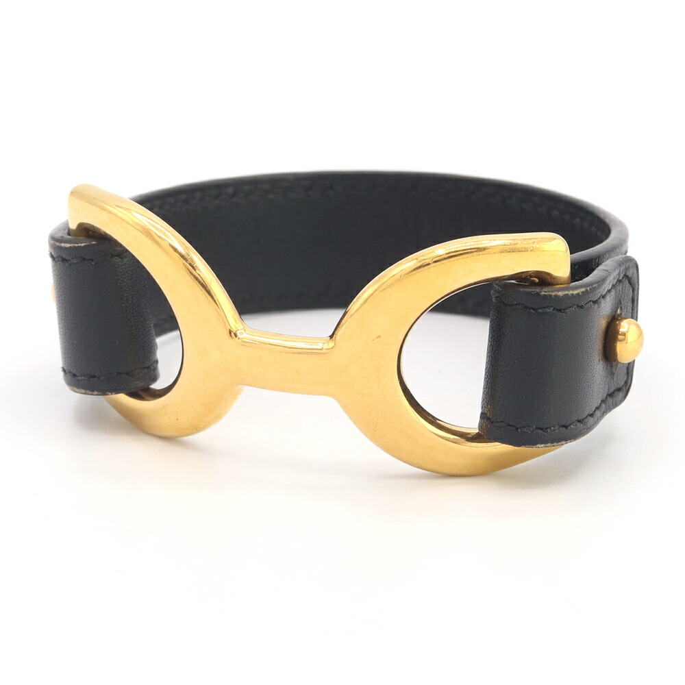 ブレスレットエルメス ブレスレット パバン ブラック ゴールド金具 □K