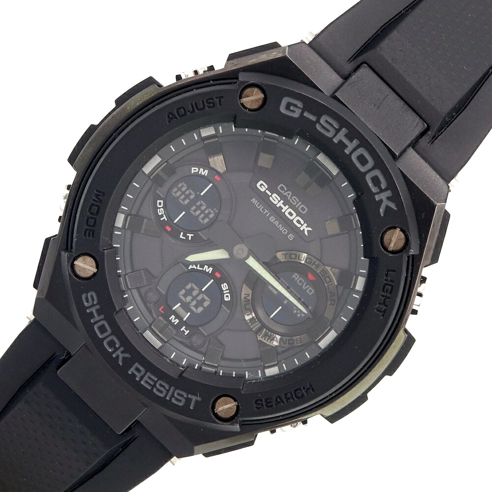カシオ メンズウォッチ G-STEEL GST-W100 Series G-SHOCK ブラック ステンレススチール 樹脂 タフソーラー 中古 メンズ 男性 紳士 時計 W100シリーズ Gショック ジーショック CASIO