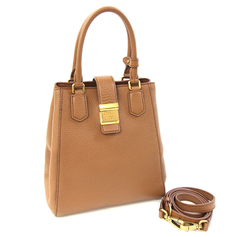 ミュウミュウ MIU MIU ブラックｘゴールド 2wayハンドバッグ 楽天市場】MIUMIU ミュウミュウ レザー 2WAY ハンドバッグ ブラック