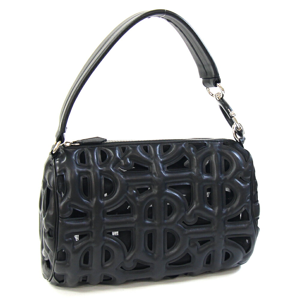 【中古】 バーバリー ワンショルダーバッグ ロンビ ブラック レザー 中古 肩掛け カットアウト RHOMBI レディース BURBERRY | バッグ バック カバン ブランド ブランドバッグ 肩掛けバッグ おでかけ ショルダーバック ショルダーバッグ 本革 レザーバッグ ワンショルダー