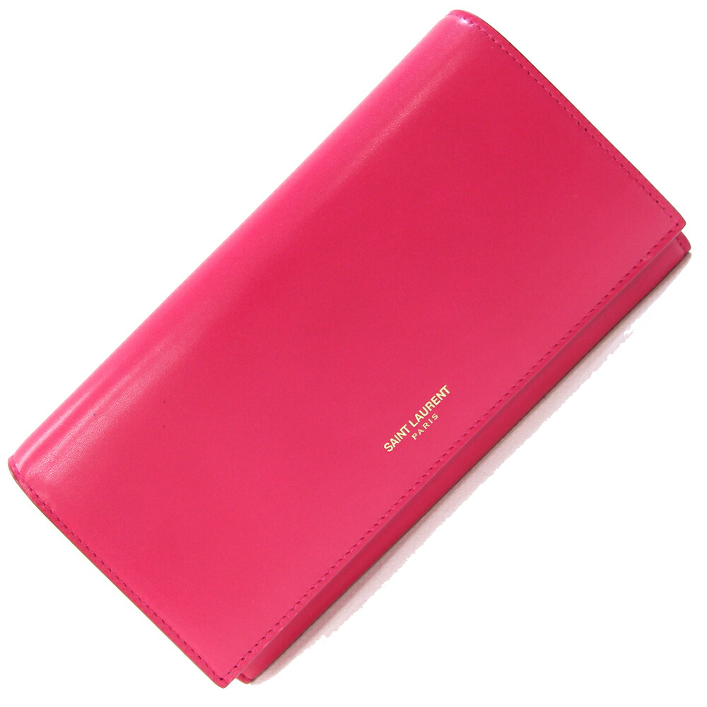 【中古】 サンローラン 二つ折り長財布 315861 ピンク レザー 中古 ロングウォレット ロゴ レディース SAINT LAURENT | お財布 財布 長財布 二つ折り 革財布 革 ウォレット レディース財布 ブランド ブランド財布 二つ折り財布 ヴィンテージ ブランド品 皮財布 折り財布
