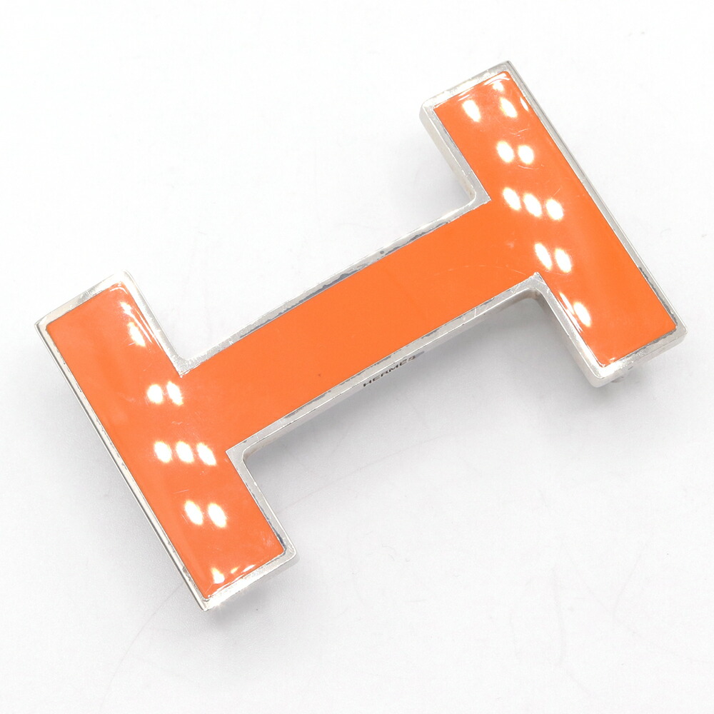 エルメス ベルトバックル コンスタンス Hベルト用 オレンジ シルバー メタル 中古 ファッション スーツ メンズ 男性 HERMES