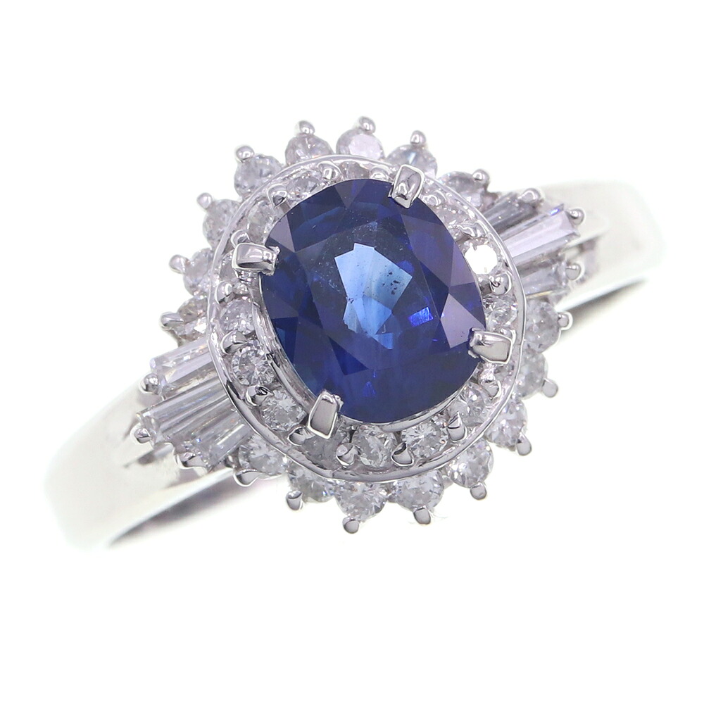 サファイア ダイヤモンド リング S1.26ct D0.45 Pt900 16号 中古 指輪 アクセサリー ジュエリー 宝石 レディース 女性 婦人 Sapphire Diamond