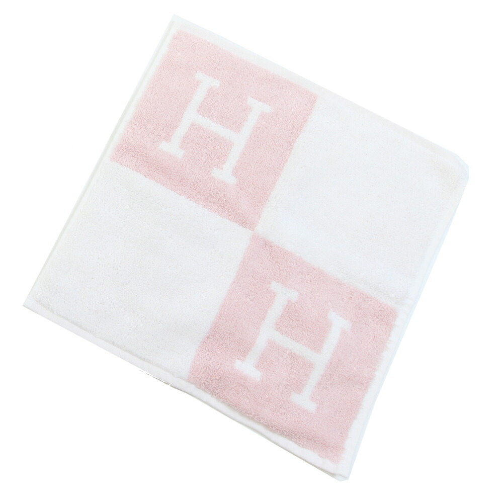 エルメス 御手々西洋手ぬぐい 仕掛ける カレ アヴァロン ベージュ サクラ色 綿織物100％ 新品 未当て嵌める 2枚組 2個仕掛ける 汗手拭い西洋手ぬぐい Hロゴタイプ  HERMES