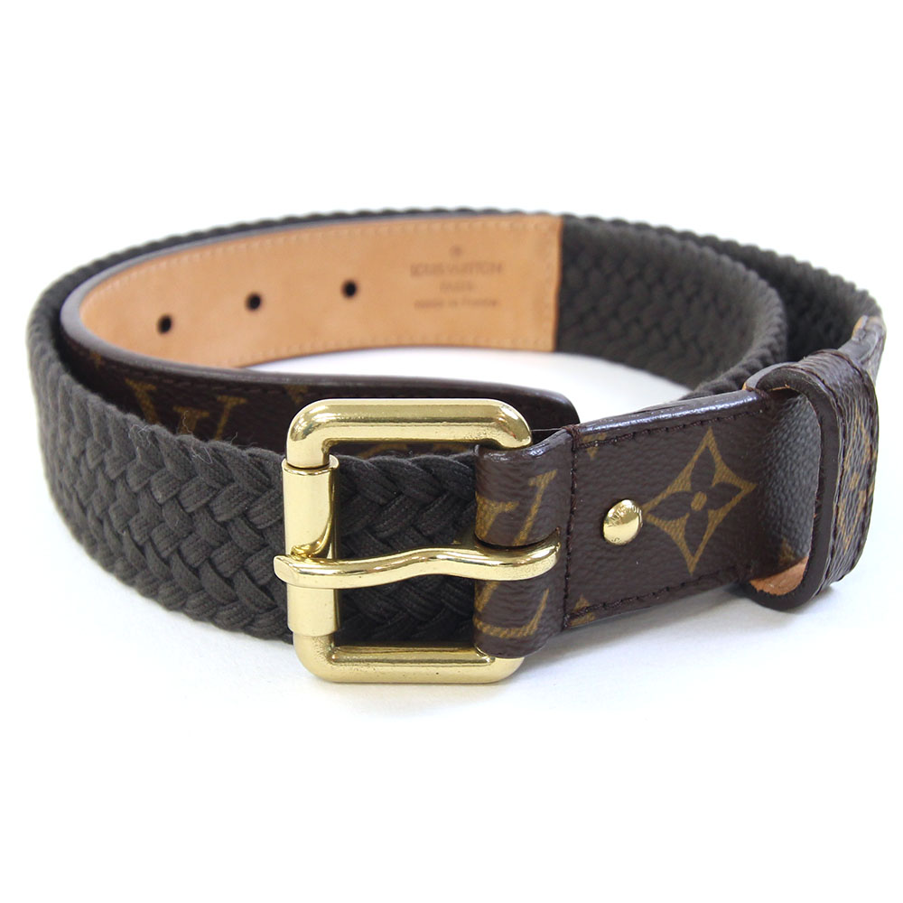 ルイヴィトン ベルト モノグラム サイズ80 中古 ファッション 編み込み レディース メンズ LOUIS VUITTON
