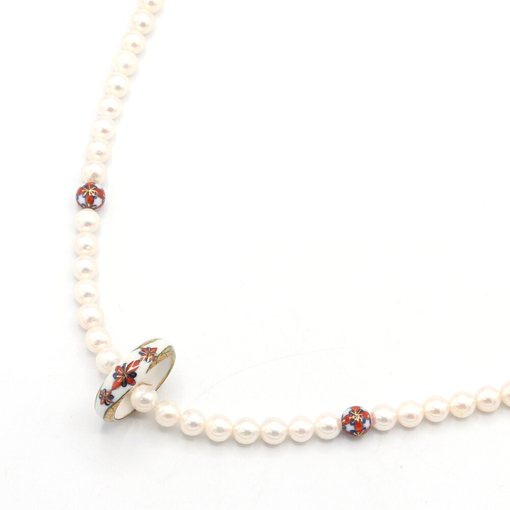 立川青風 ネックレス 伊万里焼 アコヤ真珠 SV スターリングシルバー925 中古 ロングネックレス ペンダント アクセサリー レディース TACHIKAWA SEIHU
