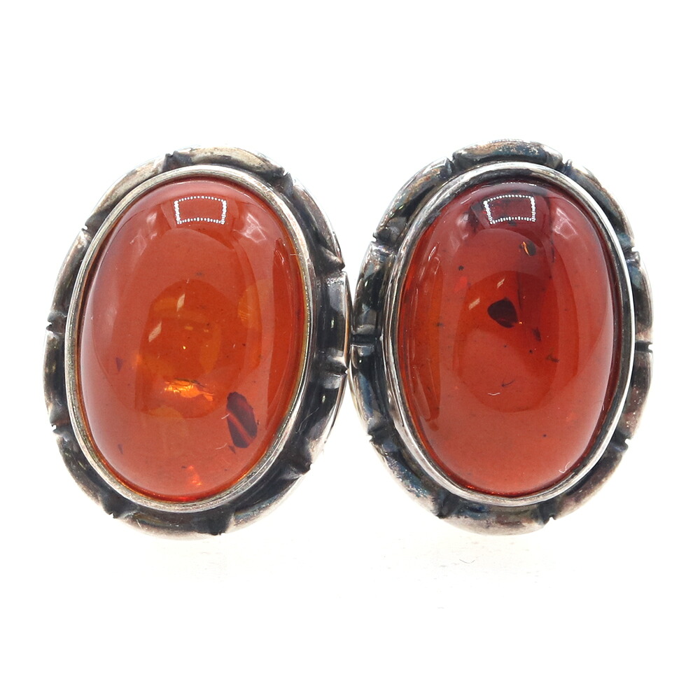 ジョージジェンセン イヤリング ヘリテージコレクション イヤーイヤリング2001 SV スターリングシルバー925 琥珀 中古 イヤー アクセサリー 色石 レディース GEORGE JENSEN