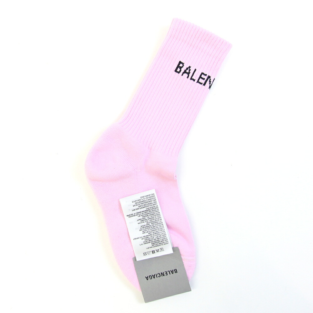 バレンシアガ ソックス 540615 ピンク コットン ナイロン ポリウレタン Sサイズ 新品 未使用 靴下 ロゴ レディース BALENCIAGA