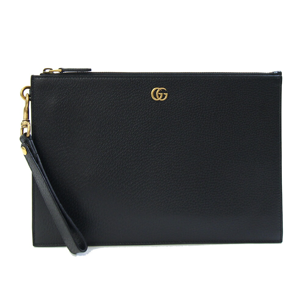 グッチ クラッチバッグ GGマーモント 475317 ブラック レザー 中古 セカンドバッグ ストラップ付 GG ロゴ ポーチ メンズ GUCCI 38,870円