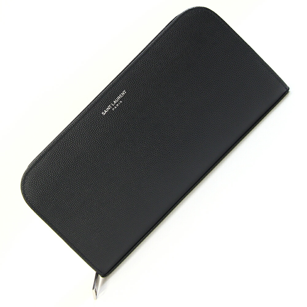 サンローラン ラウンドジッパー長紙入れ フルジップウォレット 534290 黒いこと なめし革 中古 ロングウォレット ラウンドジップ ロゴタイプ メンズ  SAINT LAURENT