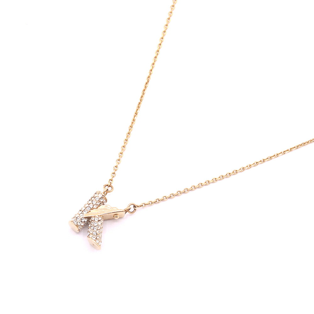 ルイヴィトン ネックレス LV&ME K M64733 ゴールド メタル ストラス 中古 ペンダント アクセサリー イニシャル アルファベット レディース LOUIS VUITTON
