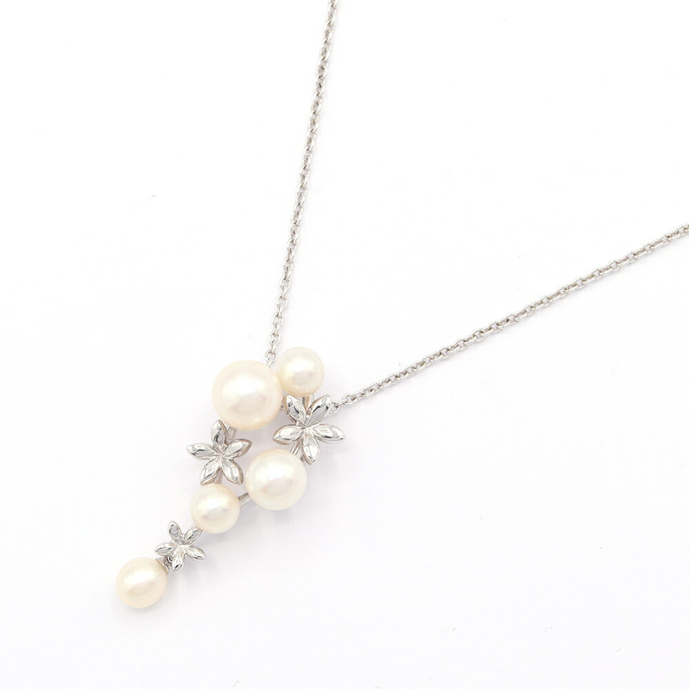 タサキ ネックレス パール シルバー □S刻印 中古 ペンダント アクセサリー ジュエリー 真珠 フラワー 花 レディース 田崎 TASAKI