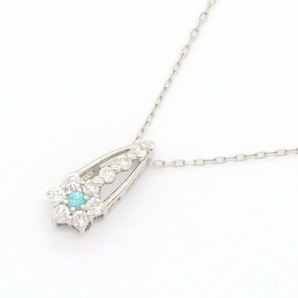 パライバトルマリン ダイヤモンド ネックレス PT0.025ct D0.16ct Pt850 Pt900 鑑別書付き 中古 ペンダント アクセサリー ジュエリー 宝石 ストーン レディース 女性 ParaibaTourmaline Diamond|夢市場プレミア