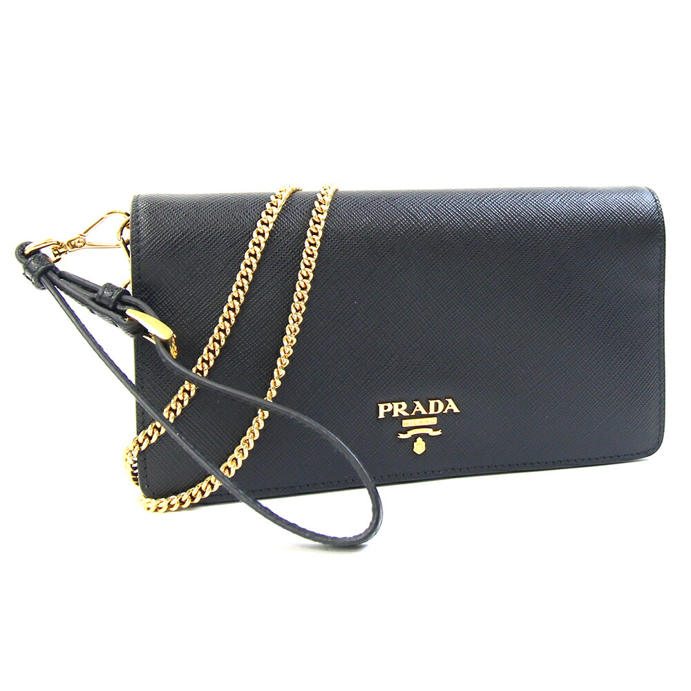 プラダ 2wayショルダーバッグ 1DH029 黒いこと ゴールド 中古 ショルダーウォレット お金入れ御徒面子 クラッチペダル御徒面子 曲がった掛け ポシェット チェーン店肩肉 レディース PRADA