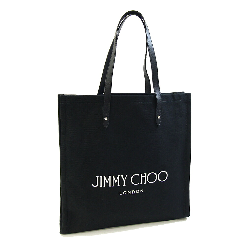 ジミーチュウ トートバッグ ロゴトート ブラック キャンバス レザー 中古 ショルダー 肩掛け 縦型トート レディース JIMMY CHOO｜夢市場プレミア