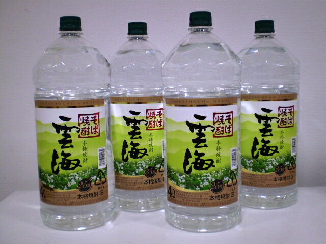 本格蕎麦 (そば) 焼酎 雲海 25度 4L(4000ml)ペットボトル 4本入り 1ケース