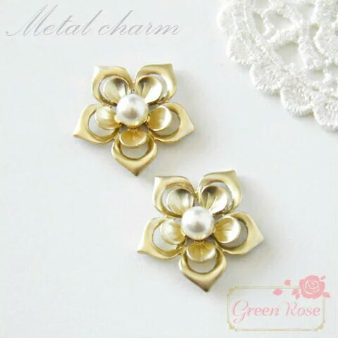 クロノ　花パーツ 楽天市場】金属パーツ カラフルなフラワーパーツ 2個 メタル