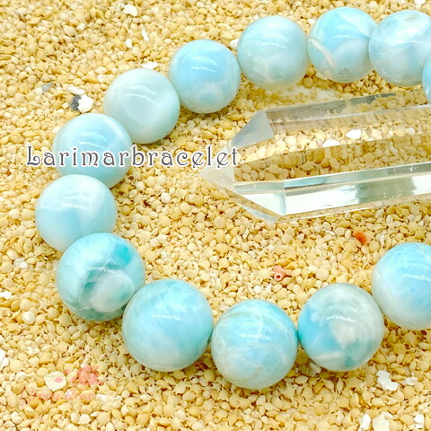 AAAAラリマー ブレスレット 14mm ドミニカ 高品質 天然石 宝石 ラリマー RLM-62【送料無料】 GreenRoseYumi