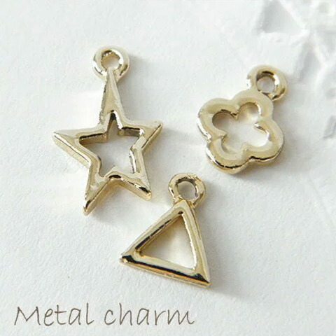 楽天市場】金属チャーム シェルフレーク入りスターチャームミニ 10個