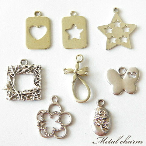 楽天市場】金属チャーム シェルフレーク入りスターチャームミニ 10個
