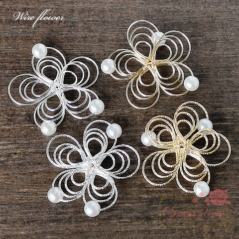 楽天市場】メタルパーツ 花芯付きフラワー 10個 貼付 ハンドメイド 5弁