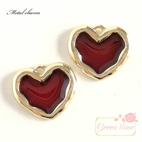 楽天市場 金属チャーム シンプルハート レッド 4個 メタル アクセサリーパーツ J6 45 Green Rose ネットショップ Yumi