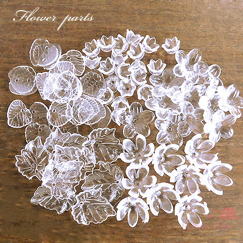 楽天市場】フラワーパーツ クリアカラー 全11種 小60個・中40個・大20