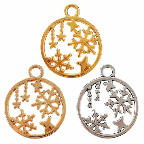 楽天市場】18kgp 雪の結晶 チャーム キュービックジルコニア ゴールド