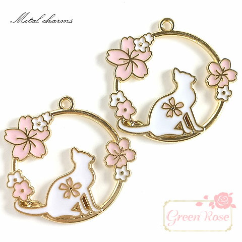 楽天市場】猫 花 チャーム 全3種 4個 椿 鈴蘭 藤 フラワー ネコ j6