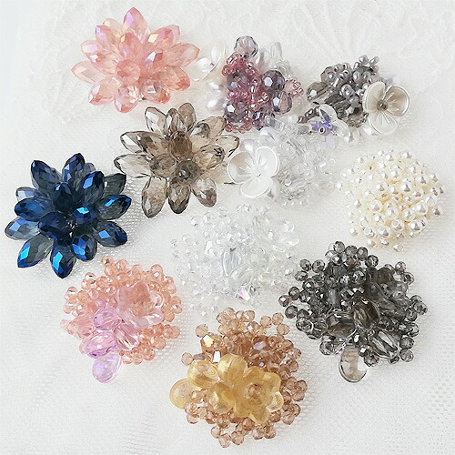 楽天市場】ビーズカボション 6種 貼付け 2個 ビーズ 縫い付け 上品