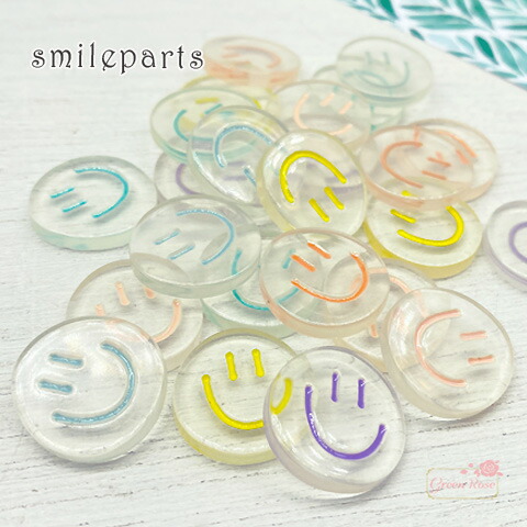 楽天市場】スマイル ニコちゃん 立体フェイス 貼付け デコパーツ 全4色