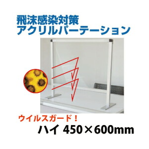 飛沫感染防止パーテーションスタンド450*600 Highタイプ