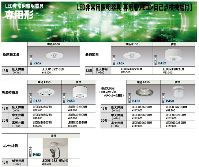 東芝ライテック LED非常用照明器具 専用形一般形 直付 LEDEM30823M