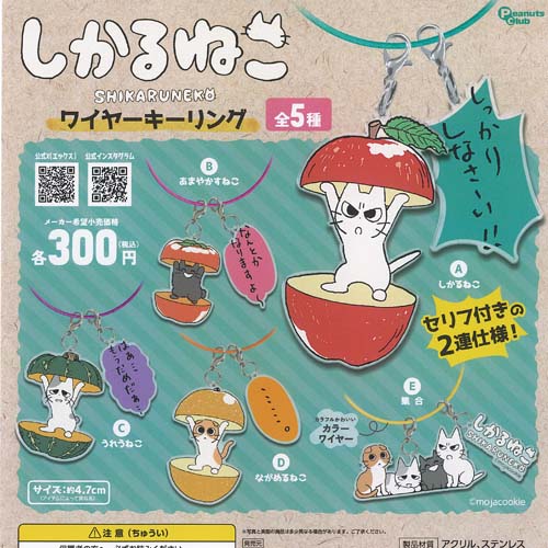 もじゃクッキー しかるねこ ワイヤー キーリング 全5種+ディスプレイ台紙セット ピーナッツクラブ ガチャポン ガチャガチャ ガシャポン コンプリート画像