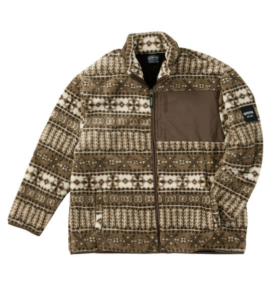 フリース メンズ ジャケット フルジップ ボア 大きいサイズ ウィンター柄 胸刺繍入 OUTDOOR アウトドア 3L 4L 5L 6L 7L 8L ベージュ|ワイシャツ ブルーム BLOOM select