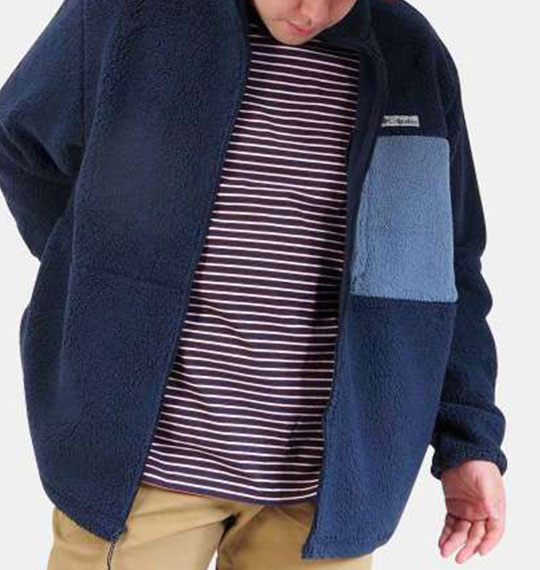 メンズ フリース 上衣 マウンテンサイドヘビーウェイトフリース  カレッジネイビー×靉靆たる御山 Columbia 馬鹿でかい大いさ  1X 2X 3X 4X 5X 6X