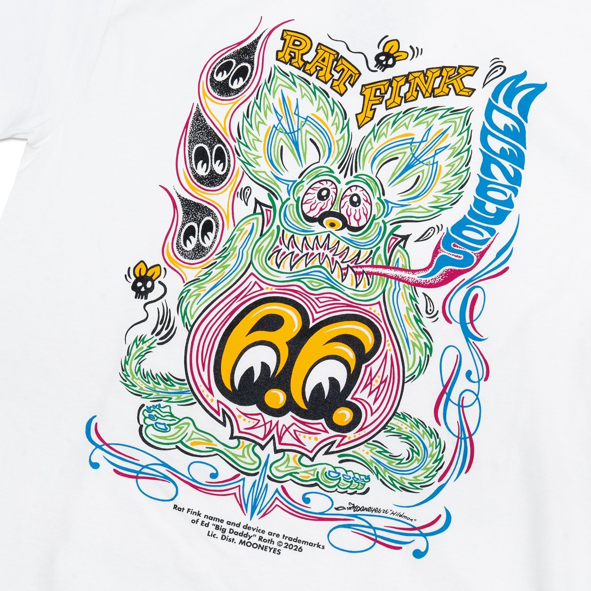 ラットフィンク Tシャツ メンズ MOONEYES ムーンアイズ Rat Fink ピンストライプ 半袖Tシャツ アメカジ ホットロッド バイク ガレージ キャラクター