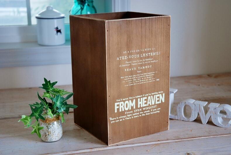 楽天市場】【送料無料】ウッドゴミ箱L アンティーク 天然木 ウッド