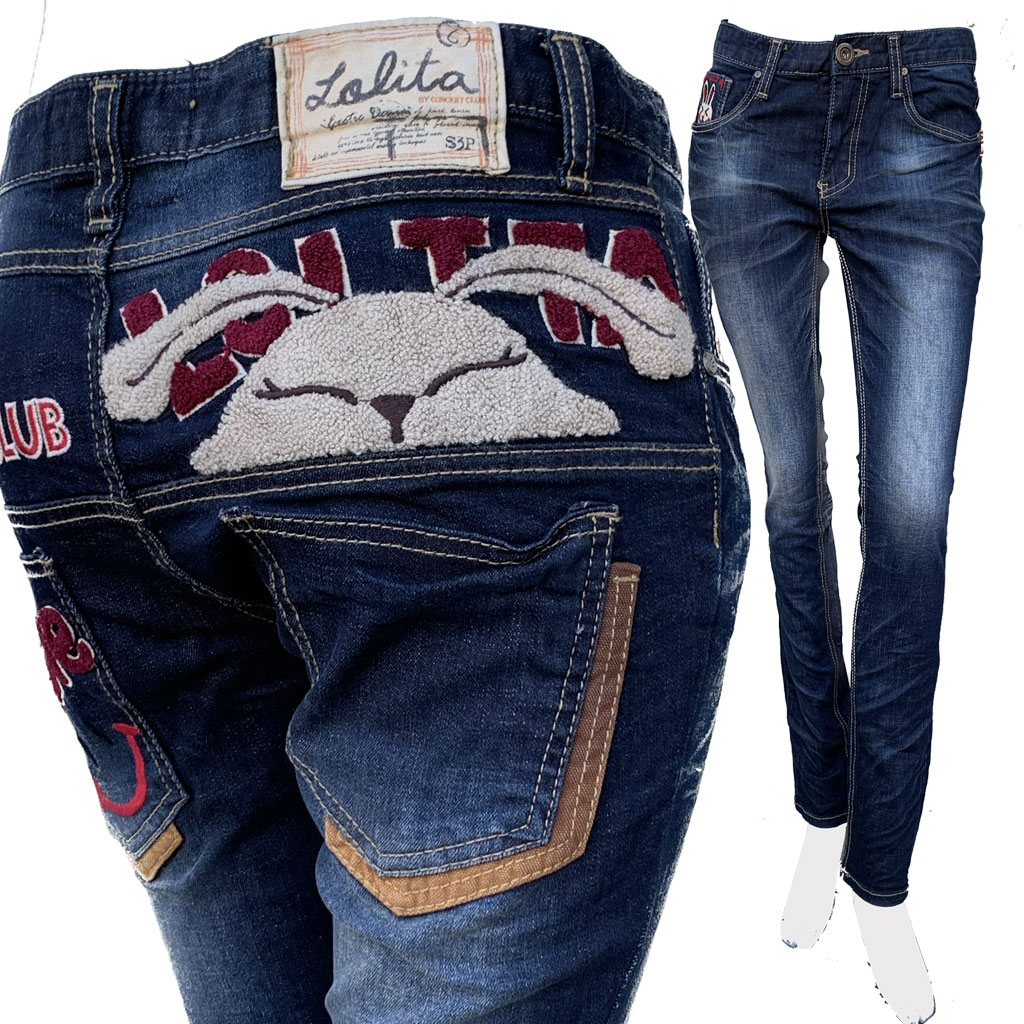 ロリータデニム レディース LOLITAJEANS #1194-6 スキニーデニム/デニム うさぎ/刺しゅう  レッドペッパー（redpepper）より落ち着いた成年者の韓国ブランド名ジーンズ！【貨物輸送無料】相応う