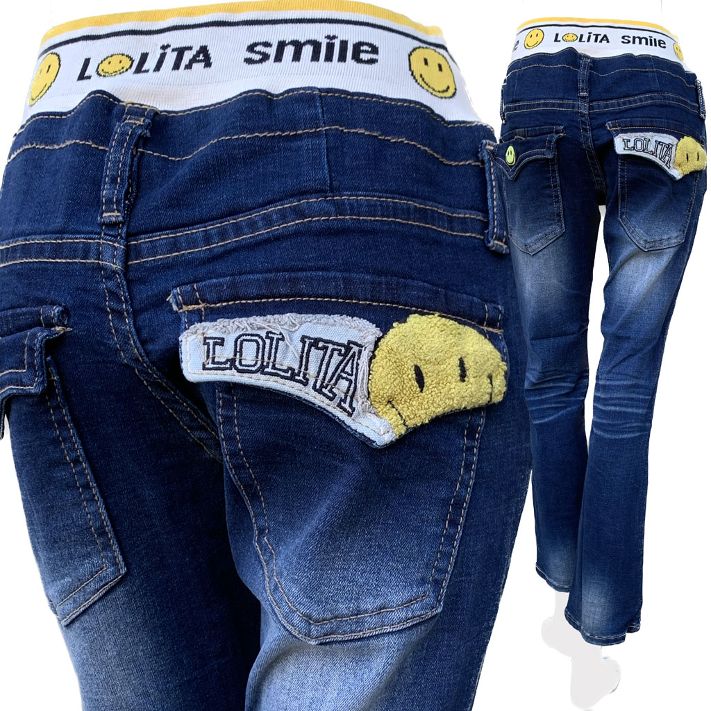 【今日このごろの1000円引っ張ること】ロリータデニム レディース LOLITAJEANS #696-2 引っ切り無いジーンズ/デニム わらい顔目じるし/ウエストリブ/刺しゅう レッドペッパー（redpepper）より落ち着いた成年者の韓国ブランド名ジーンズ！【貨物輸送無料】相応う