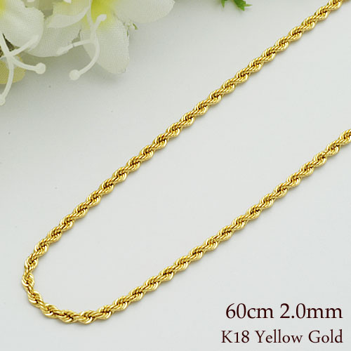 K18 イエローゴールドネックレス ナポリDX チェーン 長さ60cm/太さ2.0mm｜ジュエリー August Moon