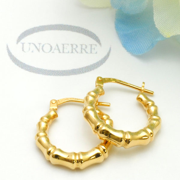 楽天市場】☆ウノアエレ【UNOAERRE】K18イエローゴールド フープピアス