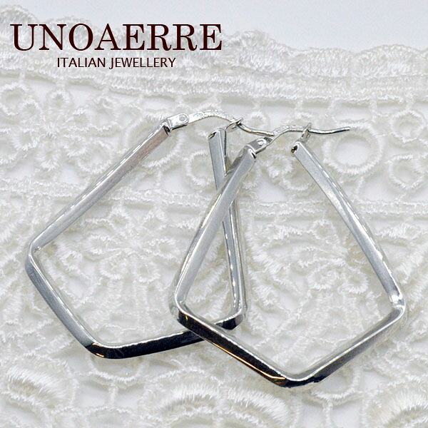 ウノアエレ【UNOAERRE】 K18WGホワイトゴールド フープピアス 28293#2600