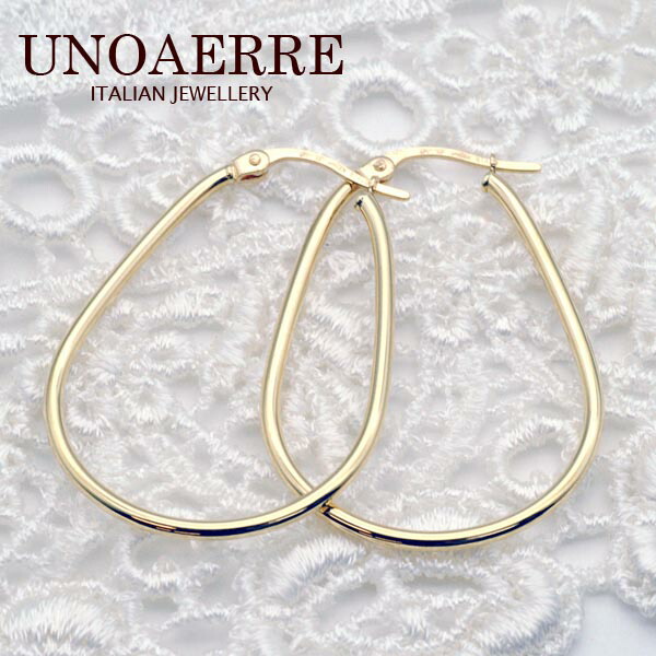ウノアエレ【UNOAERRE】 K18イエローゴールド フープピアス 29449#2650